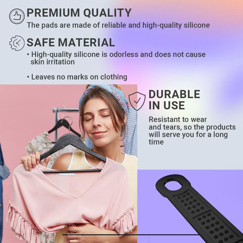 Black Clothes Hanger Grips, 10000 Pack Non-Marking Silicone Non Slip Rubber Hanger Grips, Durable Nonslip Strips.