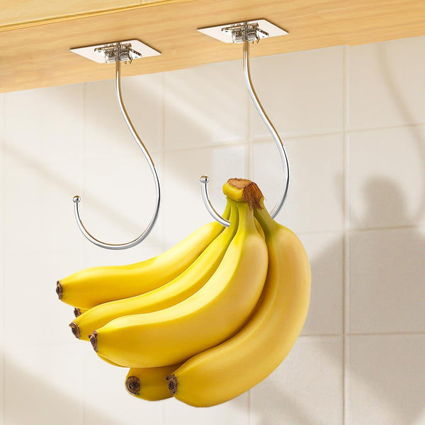 Latoxcaa Self Adhesive Banana Hook Under Cabinet Foldable, 2 Pack Heavy Duty