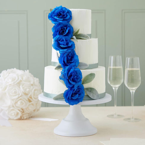 Bright Creations Blue Roses Artificial Flowers, Set of 50 Stemless Silk Roses, Royal Blue Faux Bouquet Decor