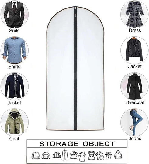 Dress Bags for Hanging Clothes - 12 PCS Transparent Waterproof Dustproof Garment Bags for Long Dresses, Costumes,