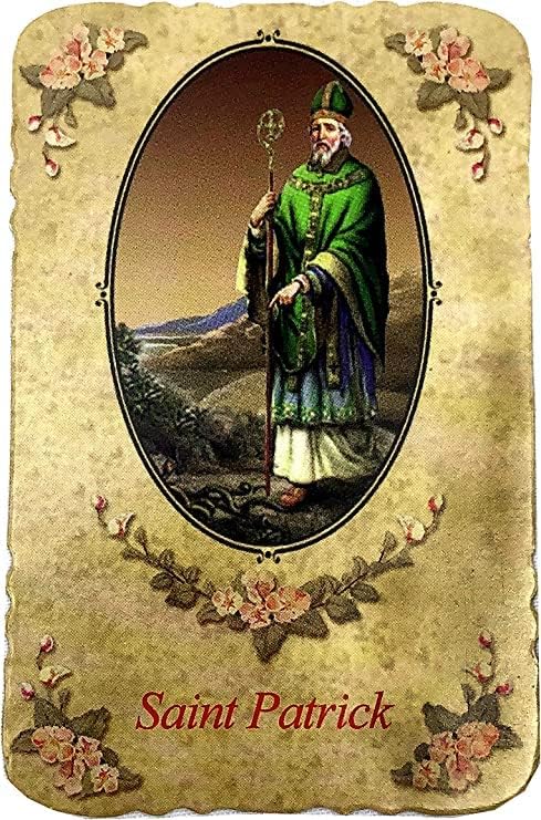 CB Catholic St Patrick Green Glass Marble Bead Rosary Gift Set