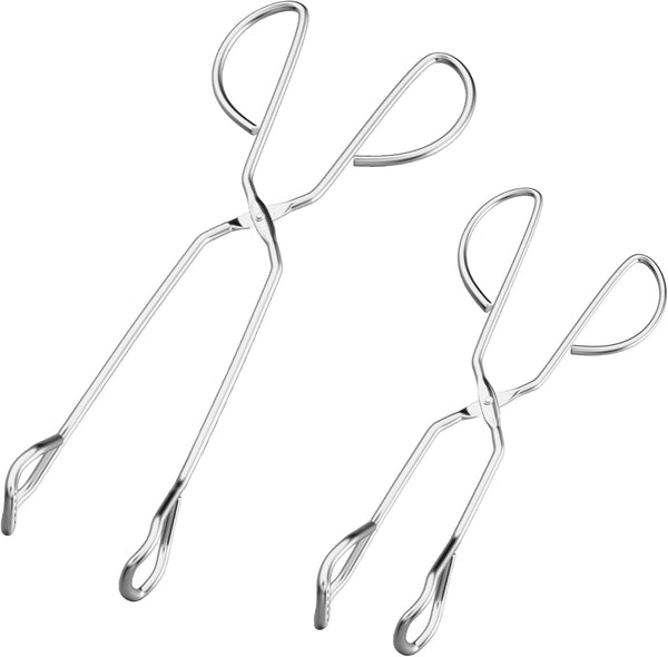Stainless Steel Kitchen Scissor Tongs Set - 2-Piece (10/13 Inch) for Cooking, Grilling, Serving