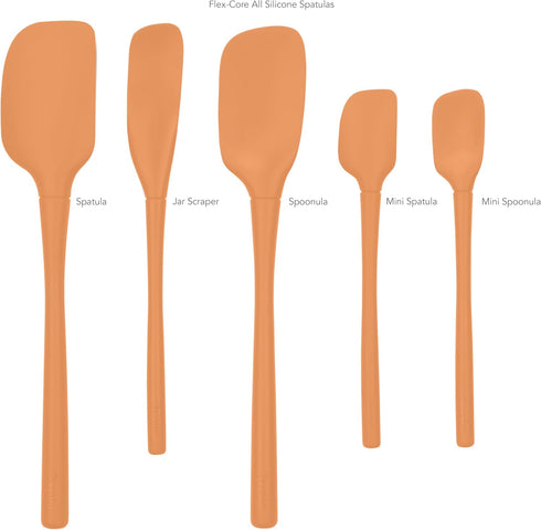 Tovolo 5-Piece Spatula Silicone Utensil Set, Apricot, Includes Spatula, Spoonula, Jar Scraper, Mini Utensils