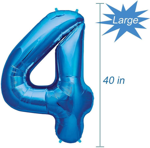 Tellpet Number 4 Balloon, Blue, 40 Inch