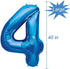 Tellpet Number 4 Balloon, Blue, 40 Inch