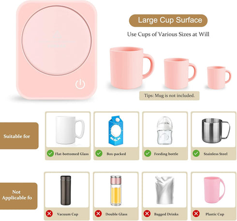 3-Temp Settings, VOBAGA Coffee Mug Warmer for Desk with Auto Shut Off & Coffee Cup Warmer Galentines Day Gift Home