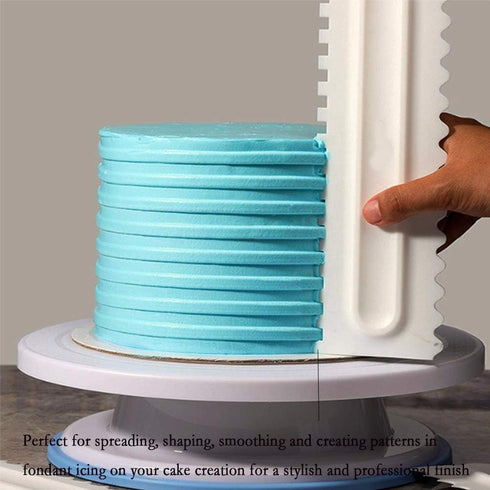 Antallcky Decorating Comb and Icing Smoother Set of 4 Pack for Cake Edge Tools, Plastic Sawtooth Scraper