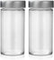 2 Pcs Glass Spice Jars/Bottles - 3oz Empty Round Spice Containers with Airtight Metal Caps and Shaker Lids (2, clear)