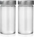 2 Pcs Glass Spice Jars/Bottles - 3oz Empty Round Spice Containers with Airtight Metal Caps and Shaker Lids (2, clear)