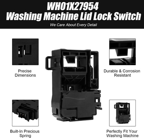 WH01X27954 Washer Lid Lock Switch Part Compatible with GE Washer 290D1580P001, Replacement for GE/Hotpoint Top Load