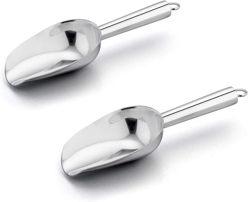 E-far Mini Ice Scoop Set of 2, 3 Ounce Stainless Steel Scoops for Ice Cube, Candy, Flour, Sugar, Rust Proof