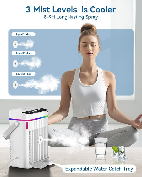 1250ml 3 1-3H Portable Air Conditioners, Mini Air Conditioner Portable Air Cooling Fan Air Cooler Fan with Speeds