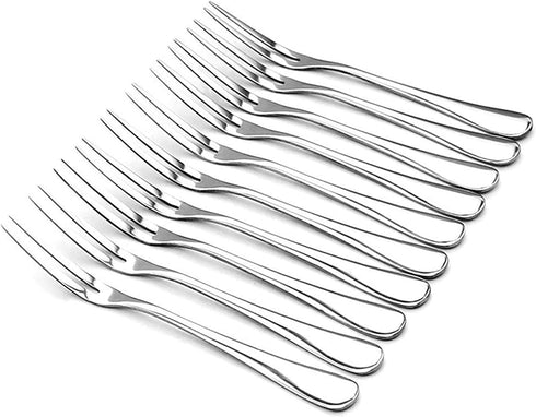 Crab Stainless Steel Forks Escargot Fork 2 Prong Tasting Appetizer Forks Set of 10, 5 Inches for Party Travel