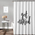 Z&L Home Get Naked Black Script Shower Curtain, White Bathroom Decorations with Hooks, Polyester Fabric 72x78 Inches