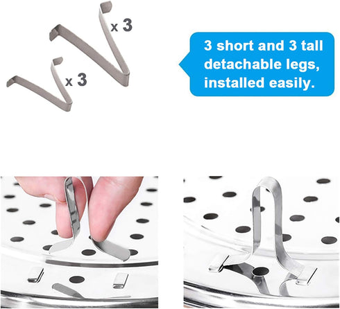 2 Pack 9-1/4" Pressure Cooker Canner Rack - Stainless Steel Food Steamer Rack with Detachable Legs for Canning