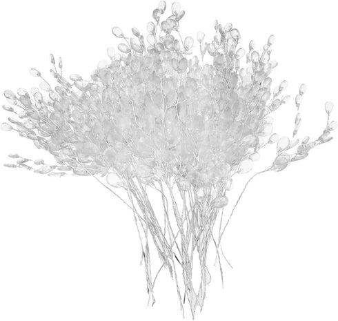 Fityle 50pcs Crystal Bud Branches Artificial Flower Twigs for Wedding Party Home Decor - White, 15cm