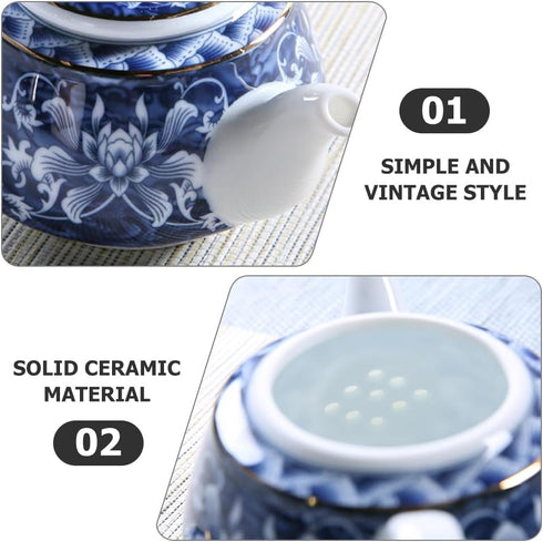 Blue and White Porcelain Teapot, Ceramic Chinese Teapot for Household and Desktop Decor