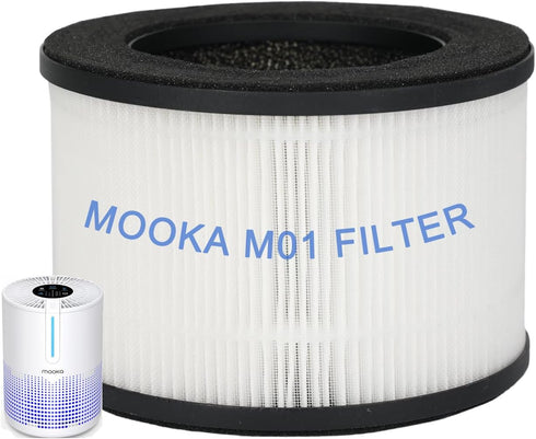 MOOKA Genuine True H13 HEPA Air Filters Replacement for M01 Purifier, Removes Dust, Smoke, Odor, Dander