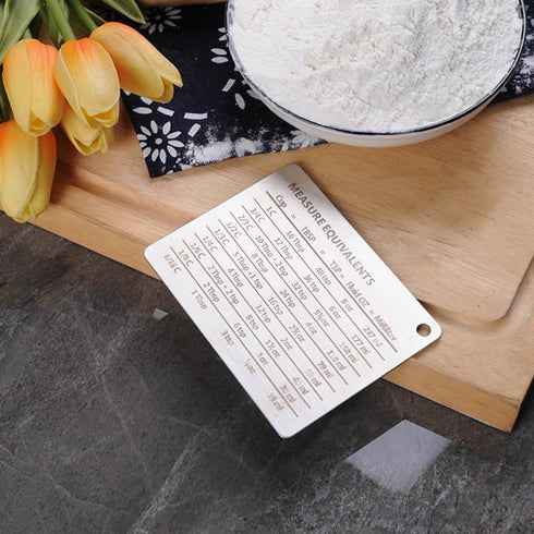 KSENDALO Measurement Conversion Chart with Strong Magnet Backing for Cups, Tablespoons, Teaspoons, Silver