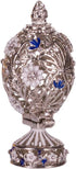 danila-souvenirs Faberge style Carved Egg with Flowers & Butterfly 2.8'' (7 cm) silver