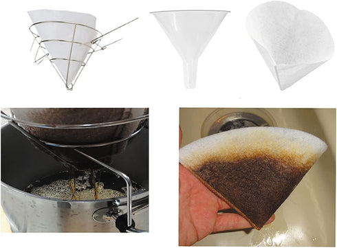 50 Filter Cones and Funnels 4.5" Fryer Oil Filters, Non Woven Filter Cone Grease Filter Cones for Restaurants, Cafes
