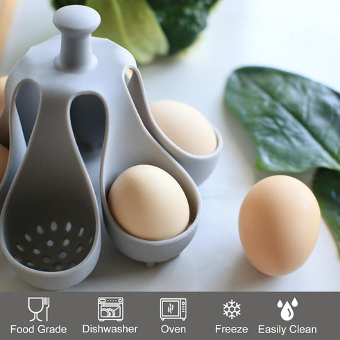 Dacthuw 6 Silicone Egg Boiler Rack for Hard Soft Boiled Eggs, Food Grade Silicone Egg Boiler Cooker with Holders