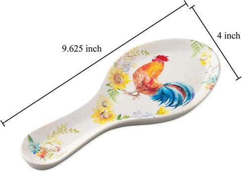 UPware Melamine Spoon Rest Spoon Holder Kitchen Utensil Holders 9.625 Inch for Kitchen Counter Dining Table (Rooster)