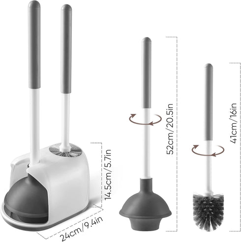 Eyliden Toilet Plunger and Brush, 2 in 1 Toilet Bowl Brush Plunger Set with Holder, Bathroom Cleaning Tools Combo