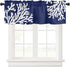 Navy Blue Coral Farmhouse Short Window Curtain Valances, 1 Panel Coastal Nautical Rod Pocket Kitchen Valances
