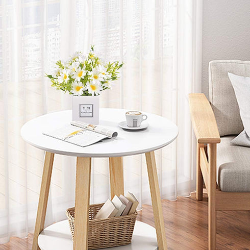 AIFUSI Artificial Flowers, Mini Silky White Daisy Decor in Vase for Home Indoor Centerpiece