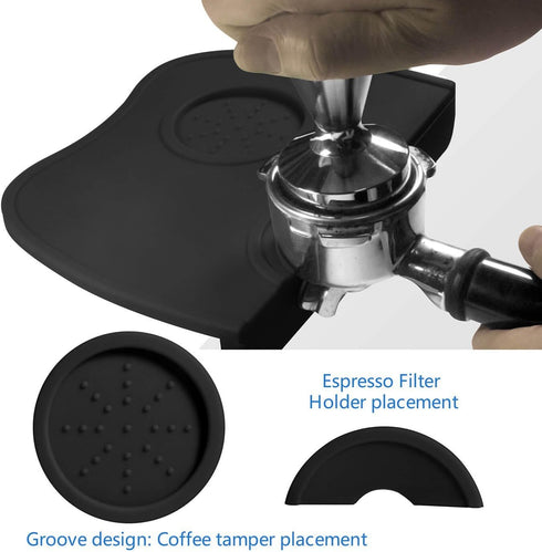 Handook Espresso Tamper Mat, 8.3 x 5.9 Inch Coffee Mat for Espresso Machine, Barista Tools, Black