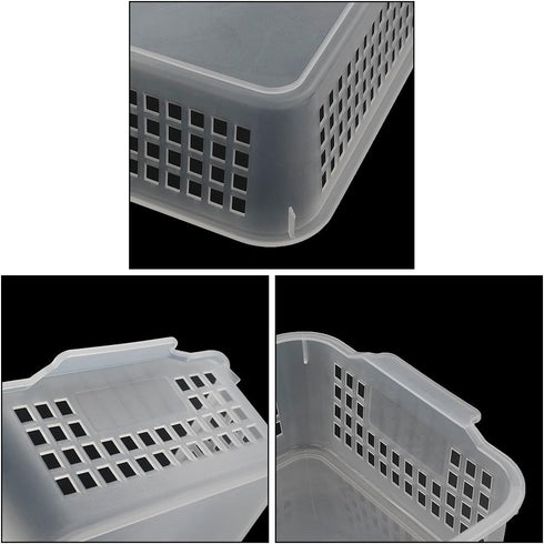 Rectangular Plastic Storage Organization Trays Baskets, Clear, 6-Pack
