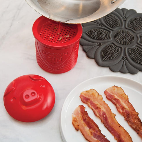 1 Talisman Designs Bacon Bin Grease Strainer & Collector | Family Friendly Kitchen Tools | Fun & Functional Silicone