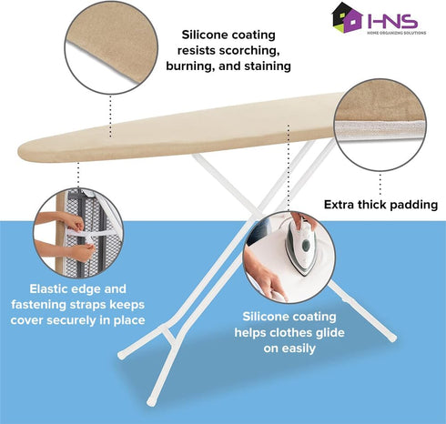 HOLDN’ STORAGE Ironing Board Cover and Pad, Heat Reflective Iron Pad for Table Top, 15" x 54"