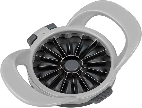 PrepWorks by Progressive 16-Slice Thin Apple Slicer and Corer with Attached Safety Cover - Dishwasher Safe (Grey)