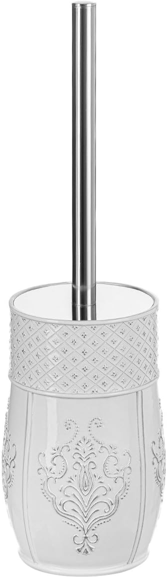 Set Creative Scents Vintage White Toilet Brush - Toilet Bowl Brush and Holder - Good Grip Toilet Bowl Cleaner Brush