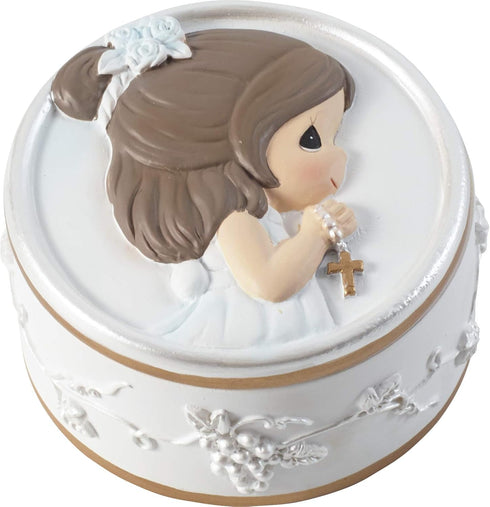 Precious Moments Rosary Box for Girls - First Communion Gift with Pearl-Look Rosary, Faith is The Light That Guides You