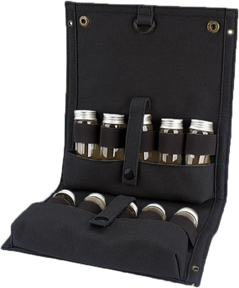CRSUSUKJ 10 Set Travel Spice Kit, Portable Spice Bag with Spice Jars, Canvas Seasoning Storage Bag Organizer, Seasoning