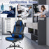 Blue Gaming Chair - Ergonomic High Back Office Desk Chair with Adjustable Lumbar Support, Flip-Up Arms & Headrest - PU