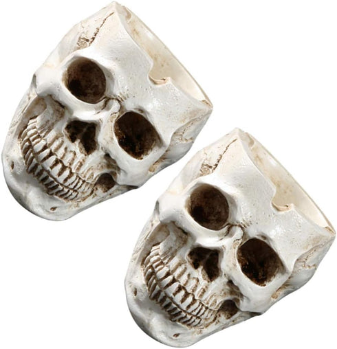 NUOBESTY 2Pcs Halloween Skull Figurines Bowl - Resin Flower Pot Planter Collectible Human Skeleton Statue Ornament
