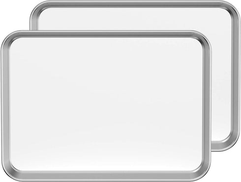 Baking Sheet Set of 2 - Stainless Steel 2-Piece Cookie Sheet, Rectangle Size 16 x 12 x 1 inch, Non Toxic