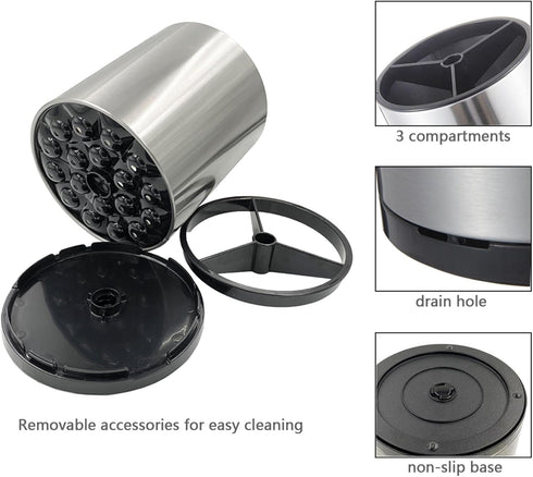 Stainless Steel Rotating Utensil Holder, 6.2L X 6.2W X 8H