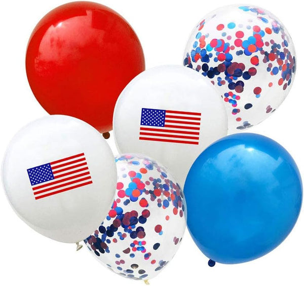 BinaryABC 25Pcs Patriotic Latex Confetti Balloons for 4th of July Celebrations