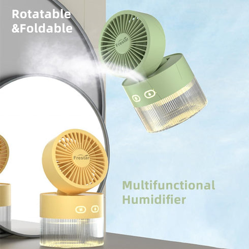 Personal Cooling Fan and Small Air Humidifier 350ml with LED Night Light, USB Charging for Office