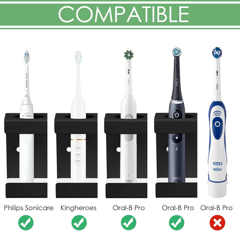 Electric Toothbrush Countertop Holder, Diatomaceous Earth Sink Organizer for Bathroom (Black)