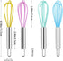 4 Pack Colorful Mini Silicone Kitchen Whisks, Stainless Steel Handles for Milk Egg Blending, 6 Inches