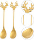 Hemoton 2pcs Coffee Spoons Set, Stainless Steel Gold Tea Spoons with Reindeer Handle, 5.5 Inch