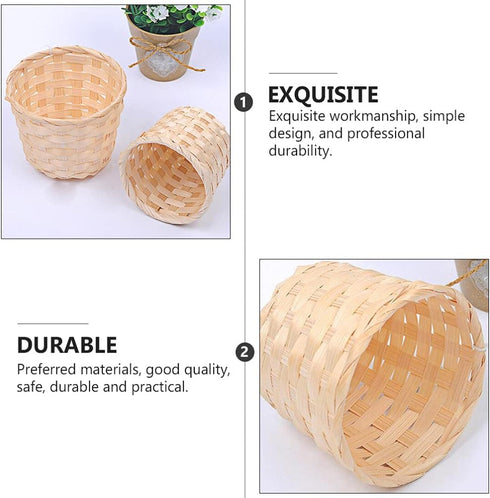 HANABASS 5 Pcs Desktop Weaving Storage Basket, Small Wood Woven Box for Crafts, Toys, Jewelry Organizer