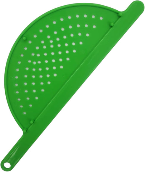Handheld Plastic Pot Drainer, Noodle & Pasta Strainer with Handle - Fits up to 9" Pots (Green)
