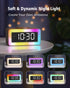 Digital Alarm Clocks for Bedrooms, Bluetooth Speaker, Alarm Clock with Wireless Charging, White/Brown Noise Sound